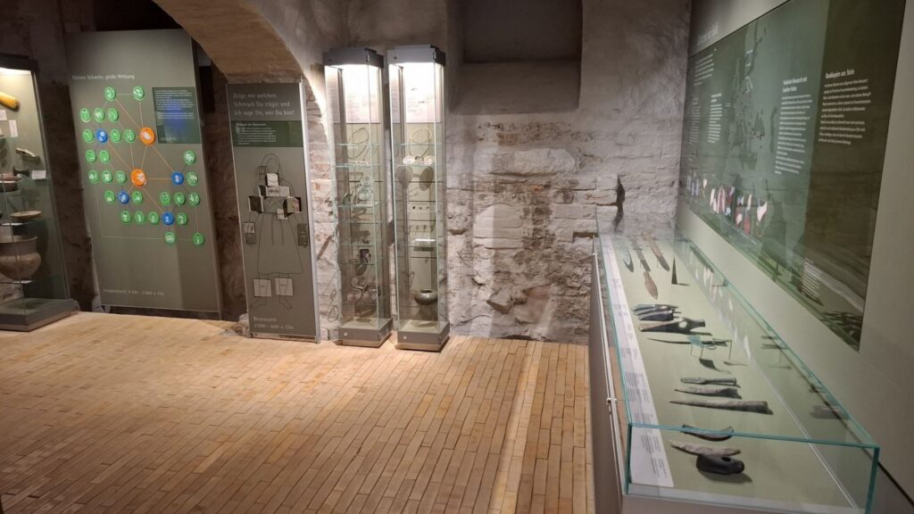 Sala muzealna z nowoczesną ekspozycją w gablotach oraz interaktywnymi panelami informacyjnymi (kliknięcie powiększy zdjęcie)